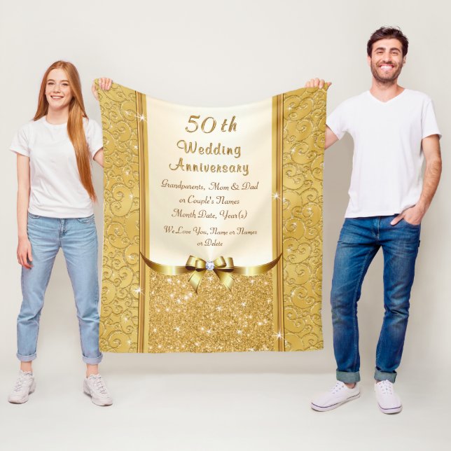 Personifiera den 50th bröllopsdagkastfilten fleecefilt (På plats)