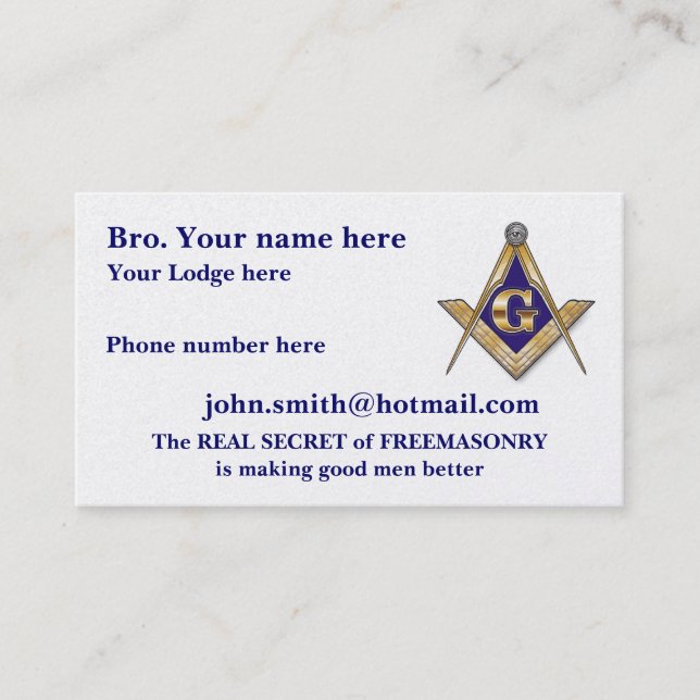 PERSONIFIERA DEN MASONIC FARS DAG VISITKORT (Framsida)