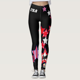 Personifiera den patriotiska USA flaggan 4th av Leggings