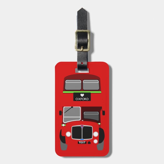 Personifiera den Retro Oxford dubbla däckarebussen Bagagebricka (Vertikal Framsida)