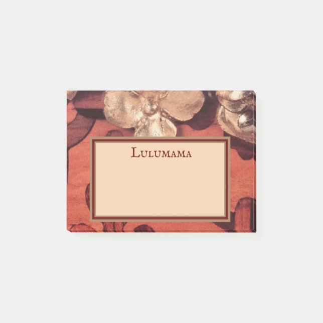 Personifiera GULD FÖRGYLLER blommigt, med inlagt Post-it Block (Framsida)