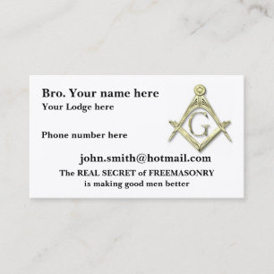 Personifiera kvadrerar och MASONIC passare Visitkort