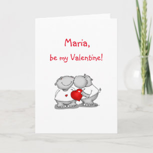 Personifiera med namn - flodhästkyssvalentin dag helgkort
