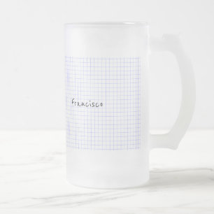 Personifiera: Minimalist blått-/vitrasterMonogra Frostat Ölglas