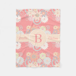Personifiera Monogramvattenfärgblommor, rosor Fleecefilt