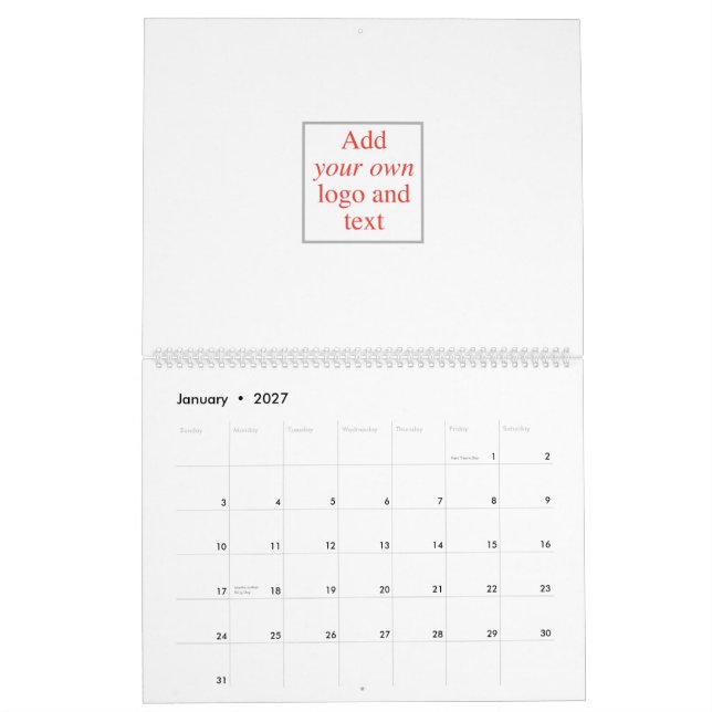 Personifiera, skräddarsy, skapa ditt eget, mall kalender (Jan 2027)