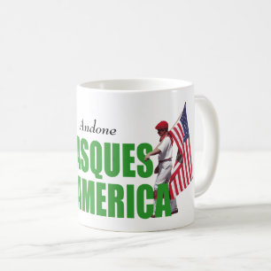 Personifiera text, moderna baskar i den Amerika Kaffemugg