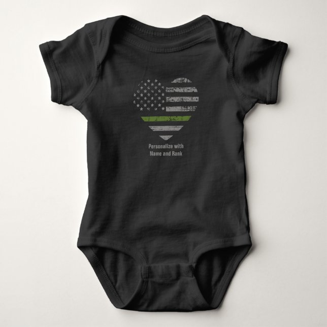 Personifiera tunn grönt fodrar militär t shirt (Framsida)