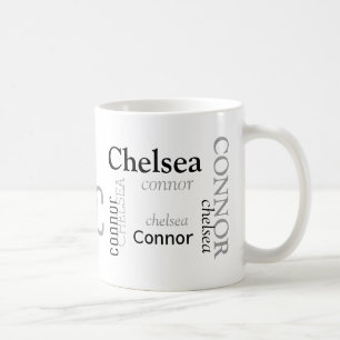 Personifiera typografihäftedesigner kaffemugg