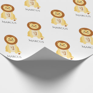 Personifierad 1st lejon födelsedagbaby djur presentpapper