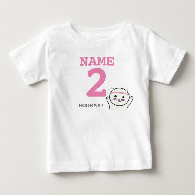 Personifierad 2nd födelsedagvitkatt t shirt (Framsida)