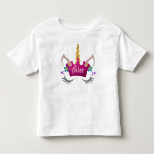 Personifierad 3rd födelsedag krönad Unicornskjorta Tee Shirt