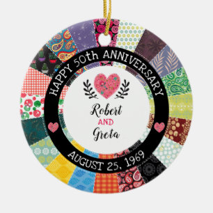 Personifierad 50th årsdag, Patchworktäcke Julgransprydnad Keramik