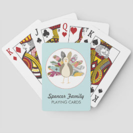 Personifierad befjädrad vän leka kort spel kort