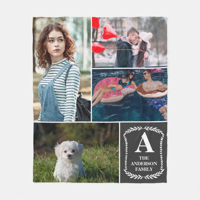 Personifierad Collage för 4 foto som är Fleecefilt (Framsidan)