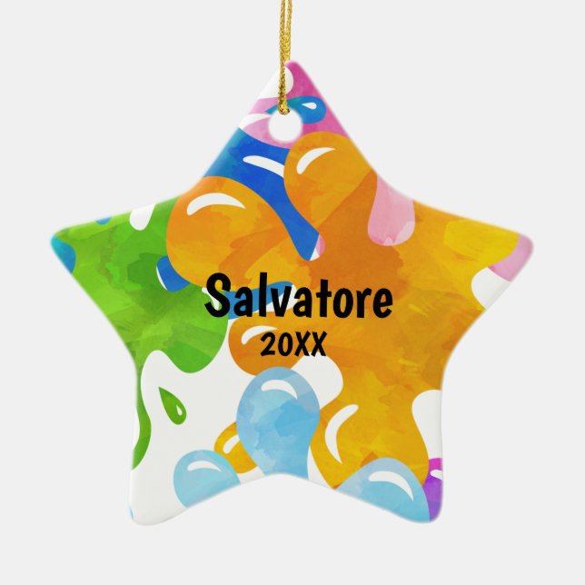 Personifierad färgrik Slimejulprydnad Julgransprydnad Keramik (Framsidan)