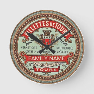 Personifierad färgrik vintageApothecaryetikett Rund Klocka