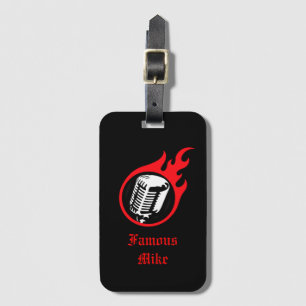 Personifierad flammande mikrofon bagagebricka
