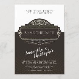 Personifierad fotoart déco som gifta sig inbjudan