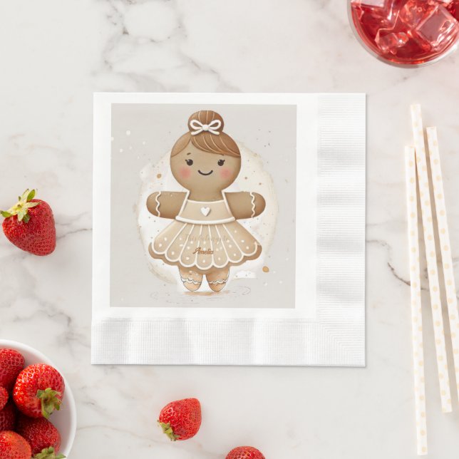 personifierad Gingerbröd Ballerina Napkin Pappersservett (Insitu)