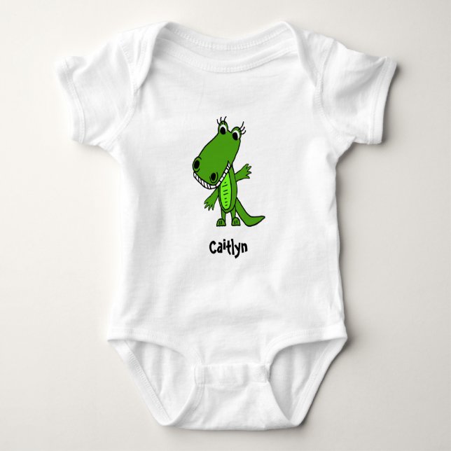 Personifierad gullig alligatorgal.-tecknad t-shirt (Framsida)