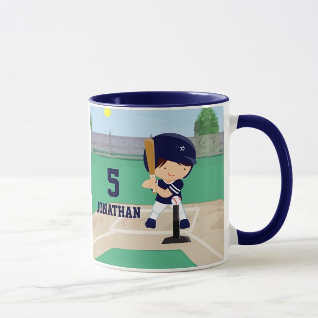 Personifierad gullig baseballtecknadspelare mugg (Höger)