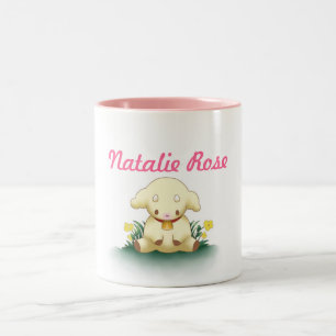 Personifierad gullig Lambmugg - rosa Två-Tonad Mugg