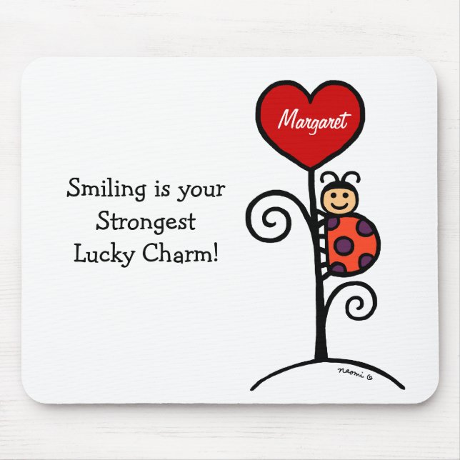 Personifierad gullig nyckelpigateckning musmatta (Framsidan)