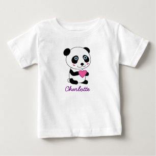 Personifierad gullig Panda med en rosa hjärta T-shirt