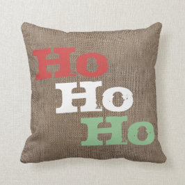Personifierad lantlig Burlap-Look jul Ho Ho Ho Kudde