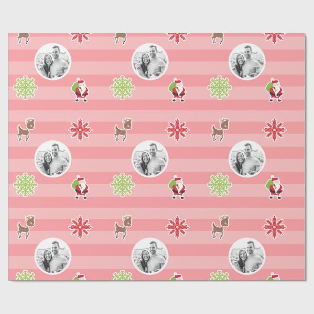 Personifierad ljusröd julteckendesign presentpapper (Platt)