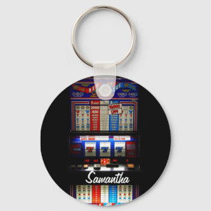 Personifierad lycklig enarmad bandit Keychain Nyckelring