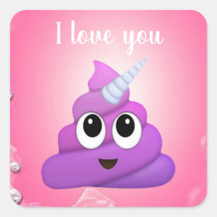 Personifierad Magical UnicornPoop Emoji Fyrkantigt Klistermärke