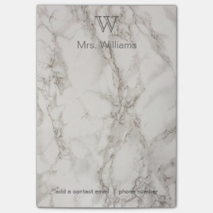 Personifierad Monogrammed vitmarmor Post-it Block