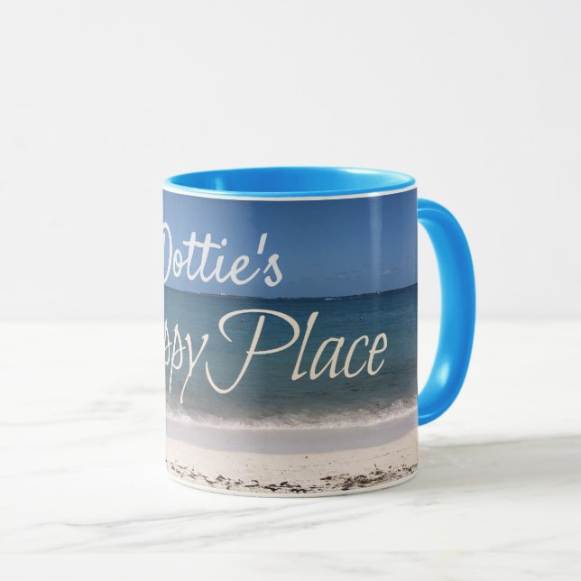 Personifierad mug. "för mitt lyckliga ställe" mugg (Framsida höger)