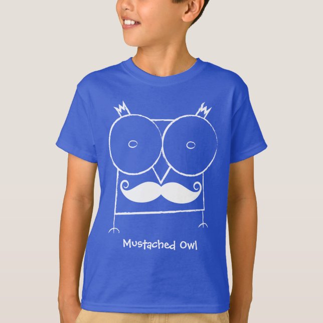 Personifierad Mustached ugglaComfortSoft® T-tröja Tee (Framsida)