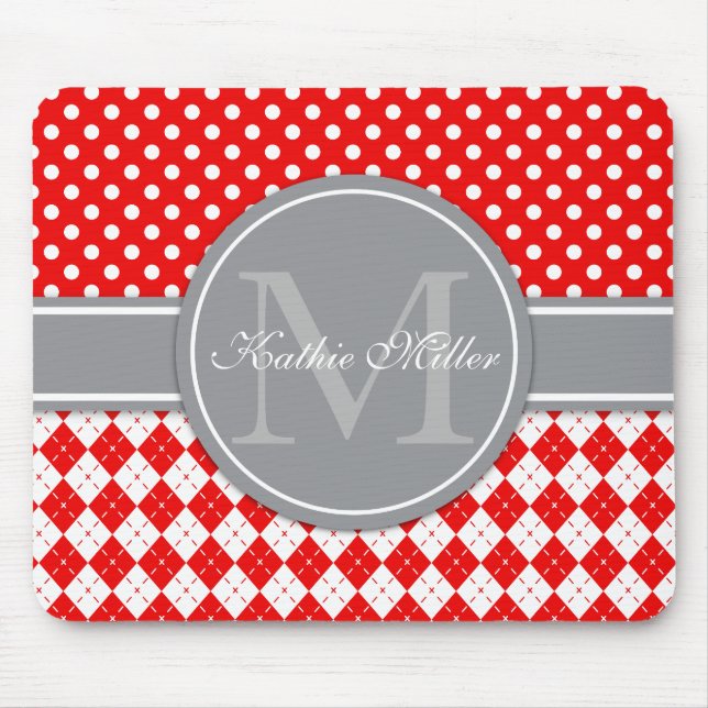 Personifierad namn & Monogram Argyle Polkadot Musmatta (Framsidan)