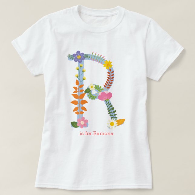 Personifierad nyckfull blommaMonogram (R) Tee (Design framsida)
