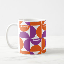 Personifierad Orange och Lila Mid Century Modern Kaffemugg