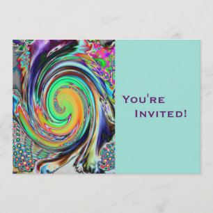 Personifierad Psychedelic virvelfödelsedagsfest Inbjudningar