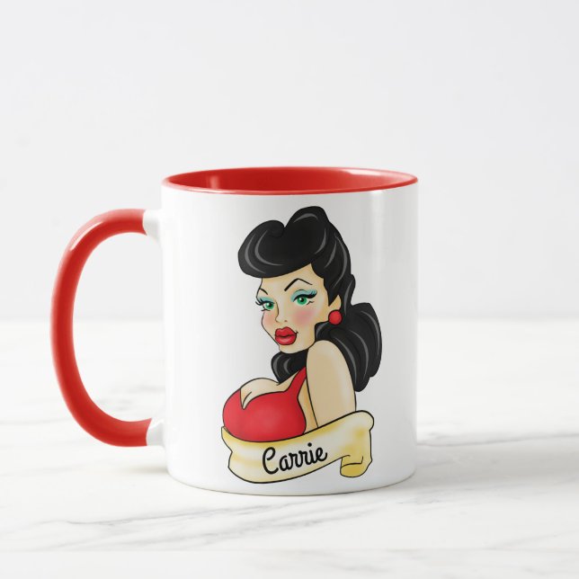 Personifierad Retro pinuptatuering Mugg (Vänster)