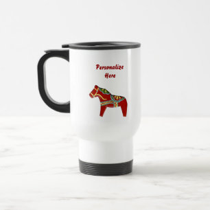 Personifierad röd Dala hästtravel mug Resemugg