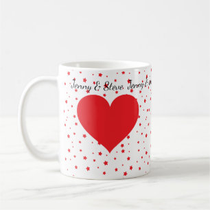 Personifierad röd hjärtavalentin mugg för kaffe