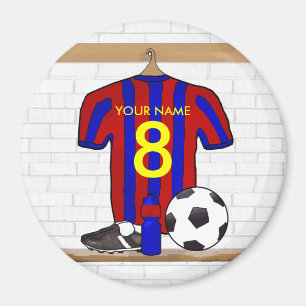 Personifierad röd och blåttfotbollfotboll Jersey Magnet