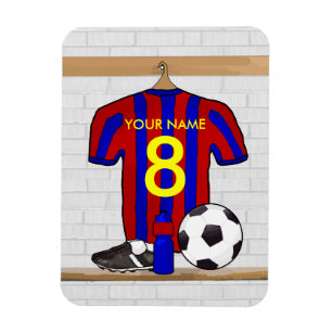 Personifierad röd och blåttfotbollfotboll Jersey Magnet