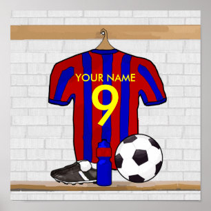 Personifierad röd och blåttfotbollfotboll Jersey Poster