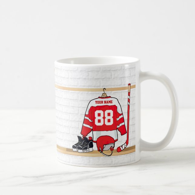 Personifierad röd och vitishockey Jersey Kaffemugg (Höger)