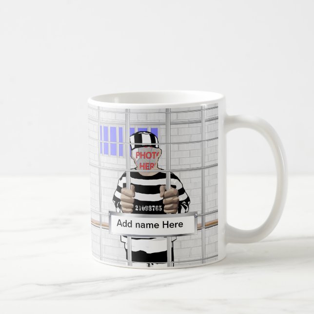 Personifierad rolig ansiktestraffångemall kaffemugg (Höger)