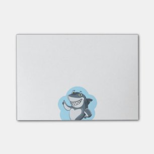 Personifierad rolig hajtecknad post-it block