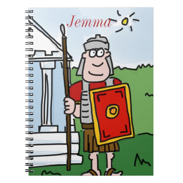 Personifierad "Romans" historieanteckningsbok Anteckningsbok Med Spiral (Framsidan)